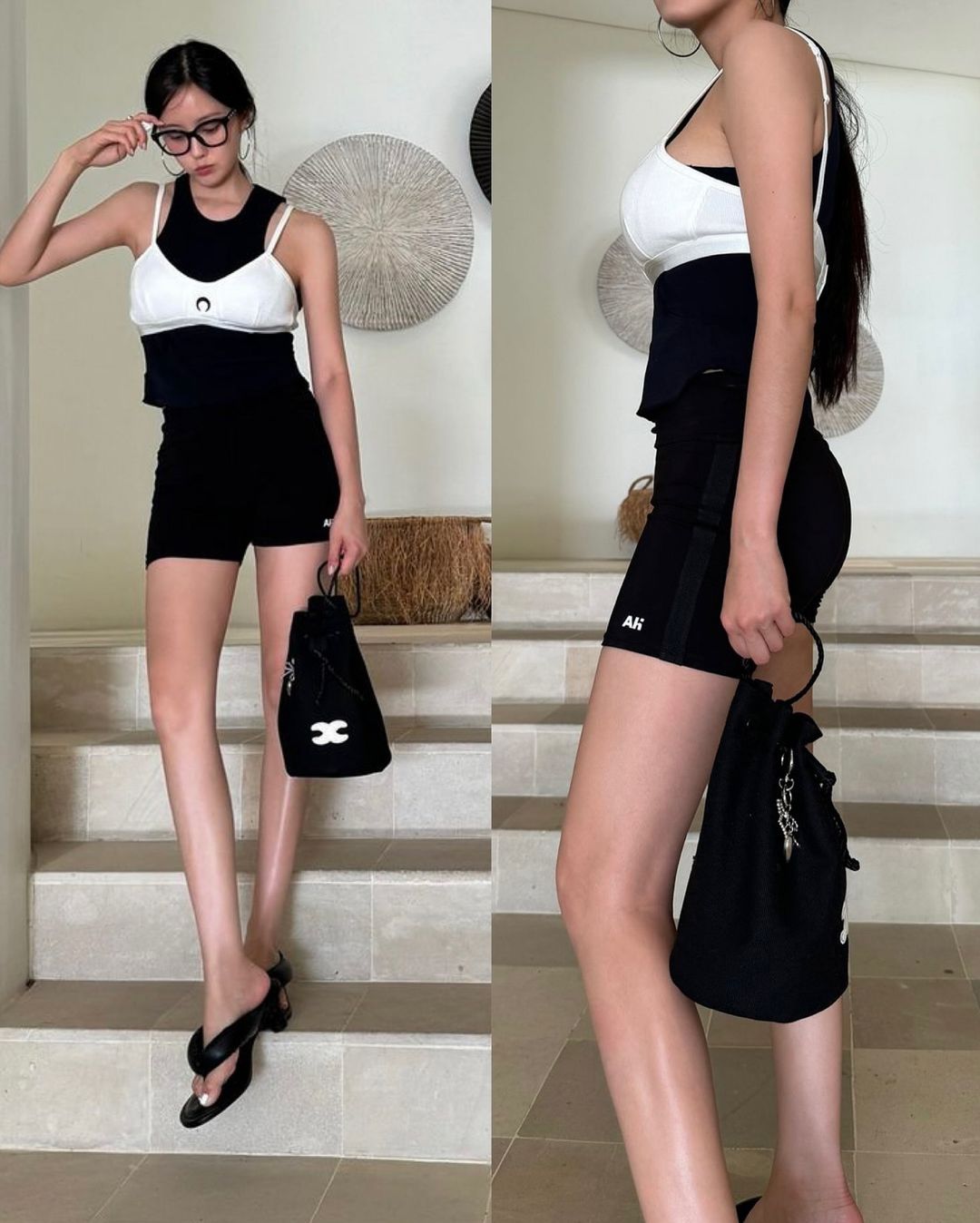 효민 바이커 팬츠 스타일링